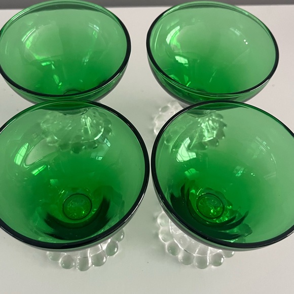 Vintage Anchor Hocking Green Burple Boopie Clear Foot Champagne Sherbet Glass se - Picture 3 of 10